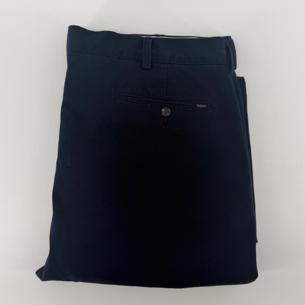 Polo Ralph Lauren Chinos Mens 40x32 Navy Blue Straight Leg Flat Front Cotton